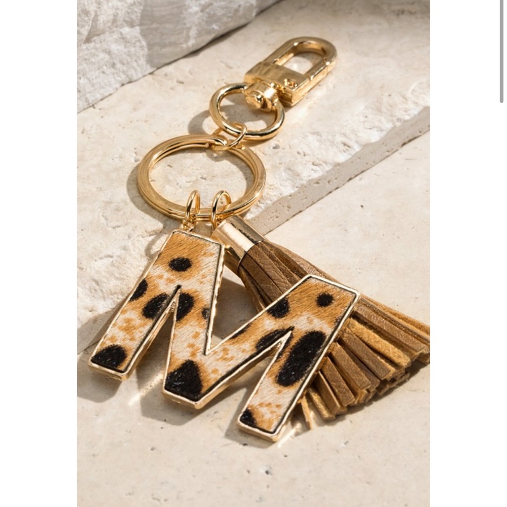 NEW Genuine Leather Initial M Letter Key Chain
